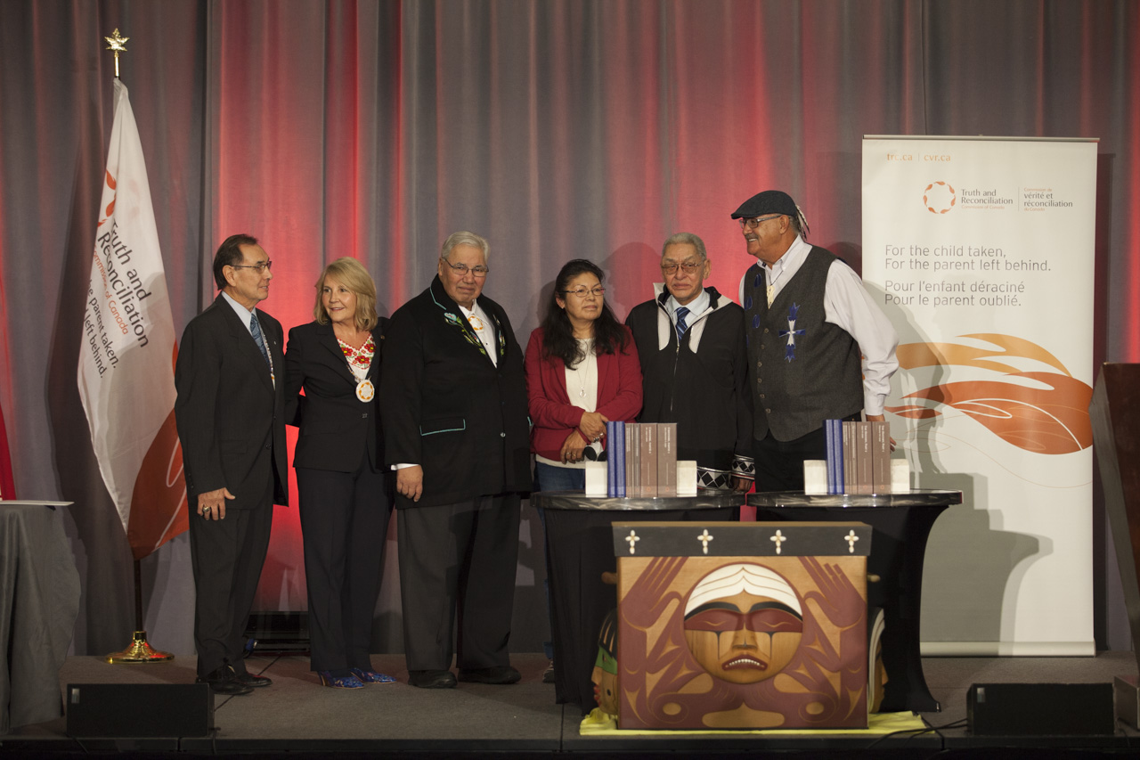 People standing on stage at TRC of Canada's Closing Ceremony