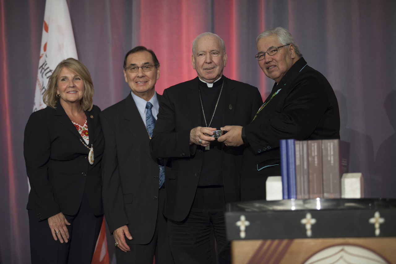 People standing on stage at TRC of Canada's Closing Ceremony