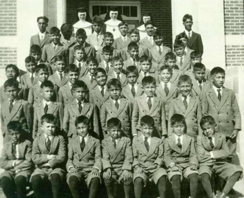 group of students outside at Muscowequan Touchwood school 