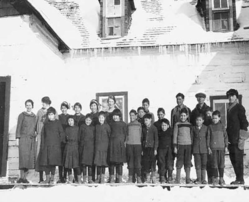 group of students outside at Wabasca St. Johns school