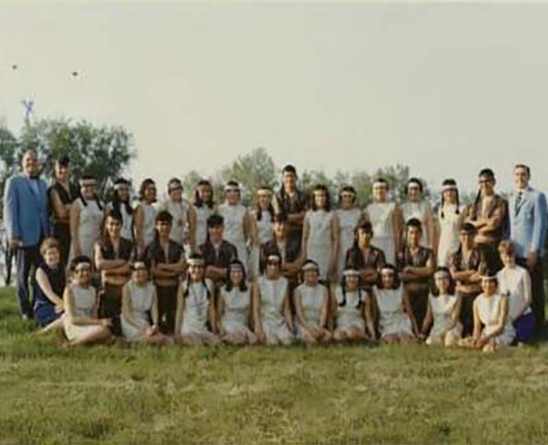 Group of students posed for photo outside from Portage la Prairie school