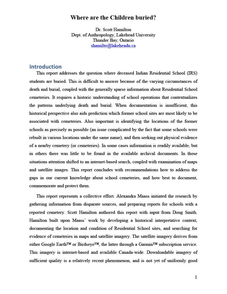 Cover for document "Where are the Children Buried?"